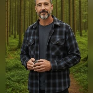 Vintage Men's Pilgrim Board Shirt, M, 15.5 Collar, Elbow Patches, 1960's, Wool